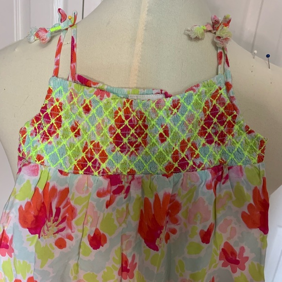 EUC Cat and Jack size 5T maxi dress. Floral pattern with neon accent color. - Picture 2 of 5